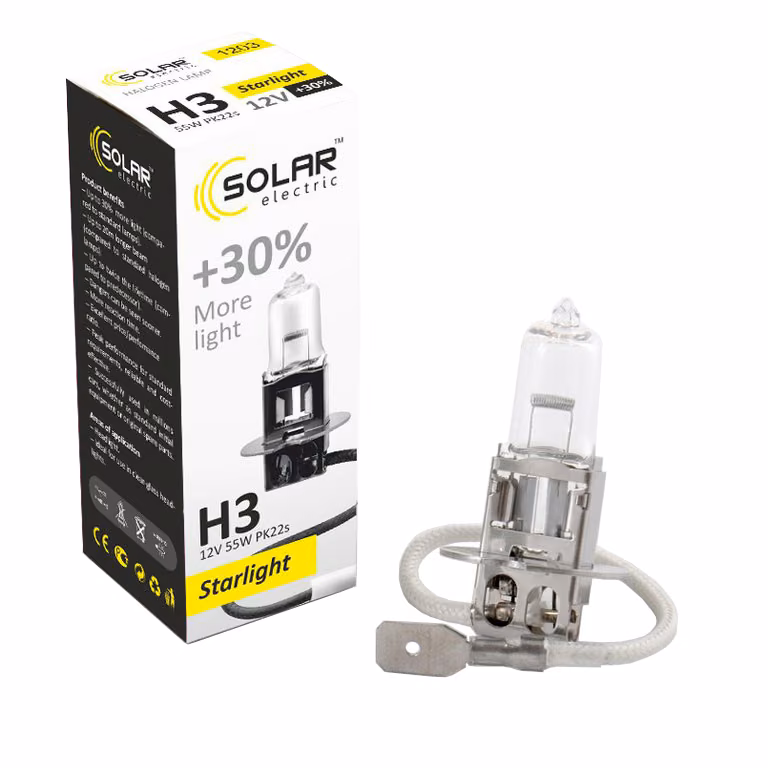 Галогенова лампа SOLAR H3 12V 55W PK22s Starlight +30%