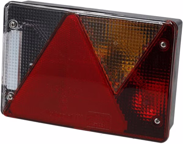 Задній ліхтар RH прямокутний, 12V, червоний/прозорий, на болтах, 200x136x56mm, Bayonet 5-pin, Multipoint IV