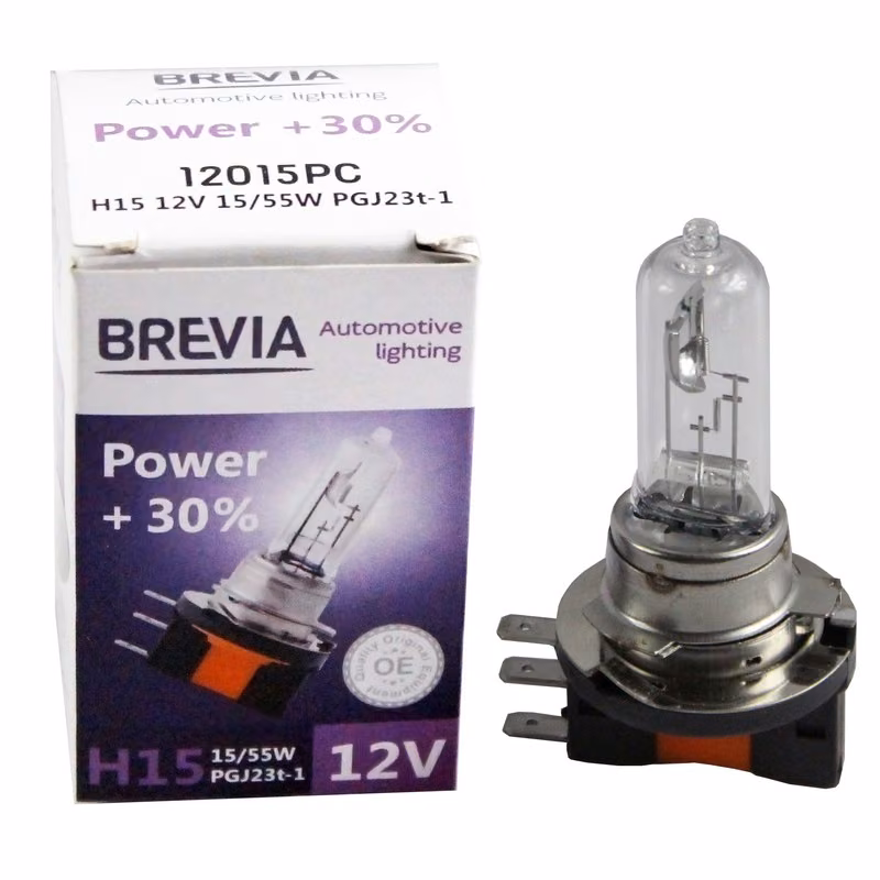 Галогенова лампа Brevia H15 12V 15/55W PGJ23t-1 Power +30% CP