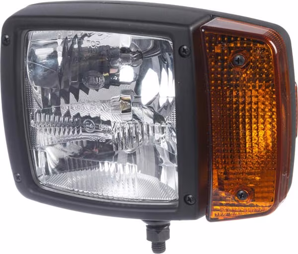 Фара галогенна, LH прямокутна, 24V, прозора/жовта, на болтах,Hella 1SA996120031