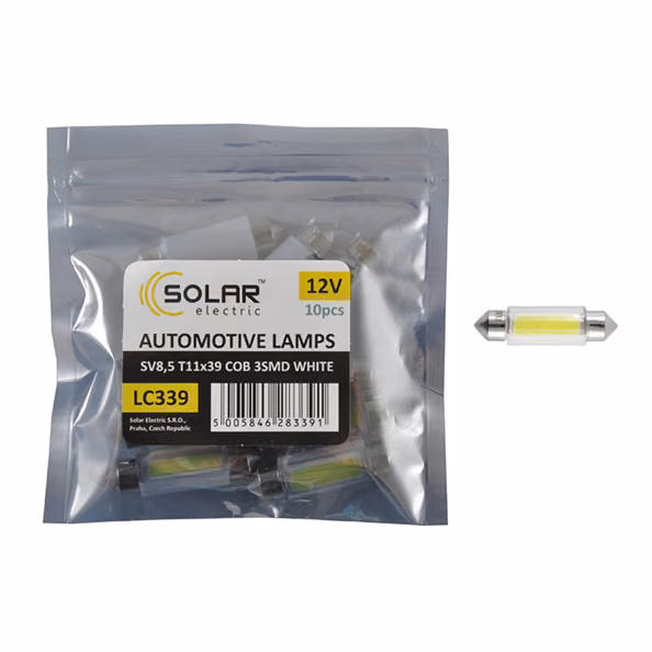 LED автолампа SOLAR 12V SV8.5 T11x39 COB-3SMD white 10шт