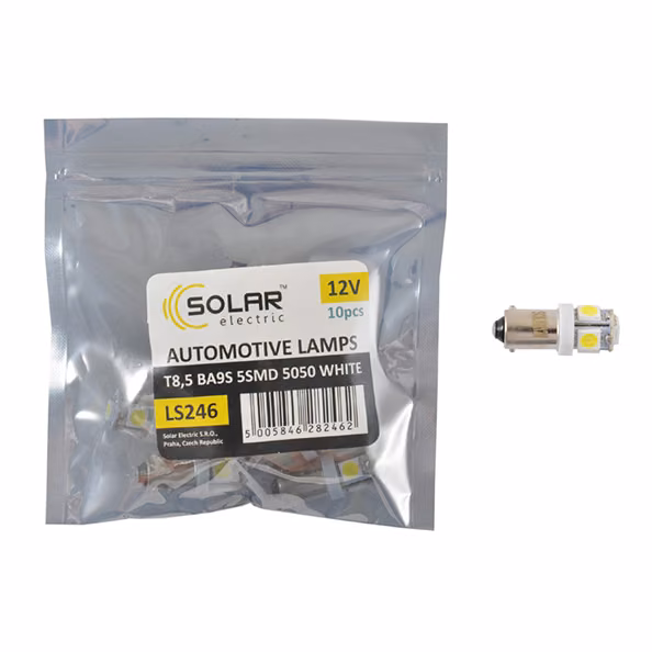 LED автолампа SOLAR 12V T8.5 BA9s 5smd 5050 white 10шт