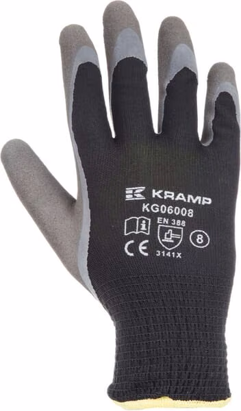 Робочі рукавички чорний поліестер довжиною 26см розмір 9 / л Protect by Kramp