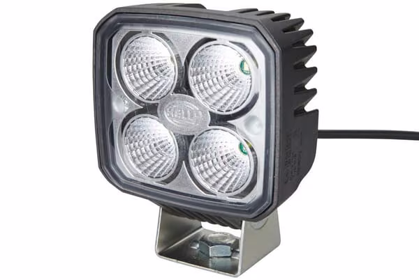 Світильник робочий LED, 1000лм, квадратний, 12/24V, білий, затискач, Spot beam, 4 LED,Hella 1GA996284012