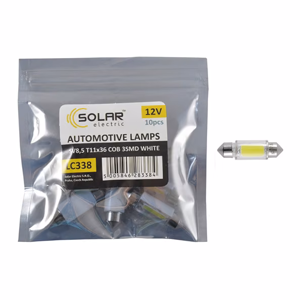 LED автолампа SOLAR 12V SV8.5 T11x36 COB-3SMD white 10шт