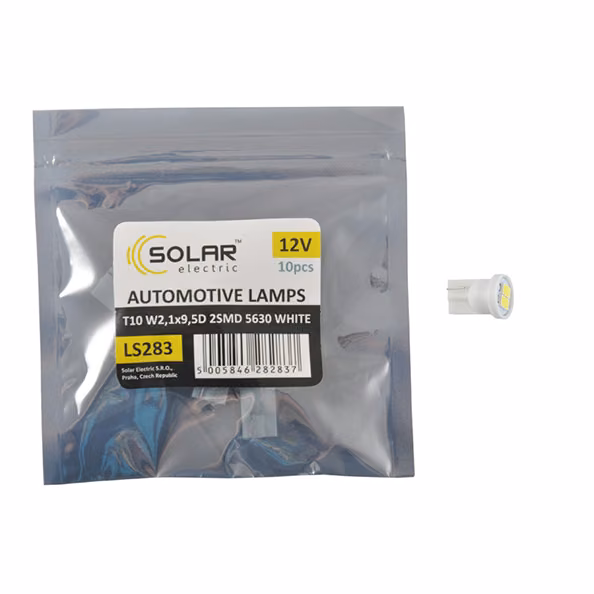 LED автолампа SOLAR 12V T10 W2.1x9.5d 2SMD 5630 white 10шт