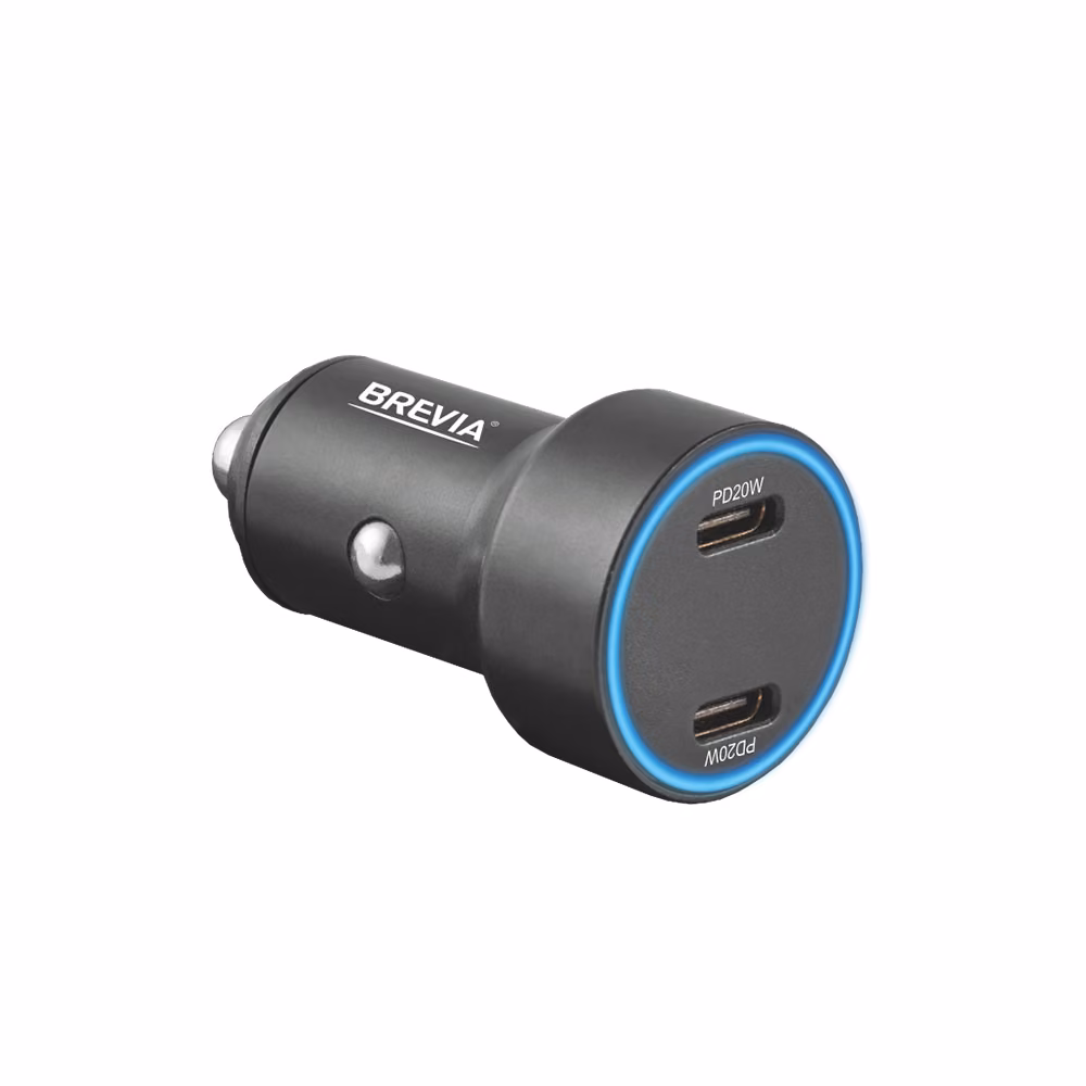 Автомобільний зарядний пристрій BREVIA ePower DualCharge Display 40W 2xUSB-C чорний 46040DCLB