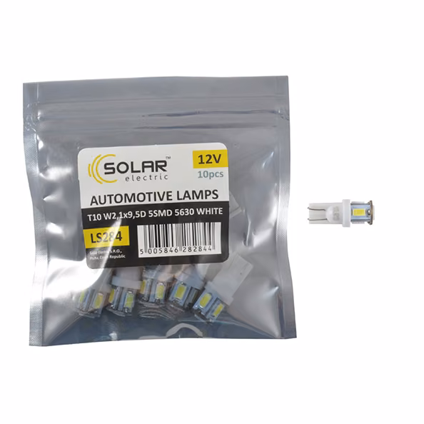 LED автолампа SOLAR 12V T10 W2.1x9.5d 5SMD 5630 white 10шт