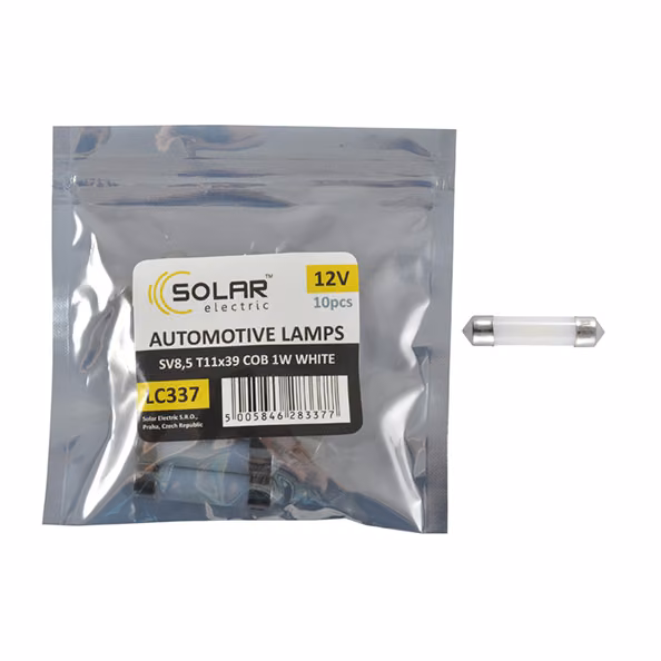 LED автолампа SOLAR 12V SV8.5 T11x39 1COB 1W white 10шт