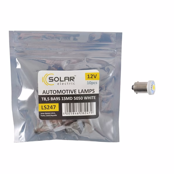 LED автолампа SOLAR 12V T8.5 BA9s 1smd 5050 white 10шт