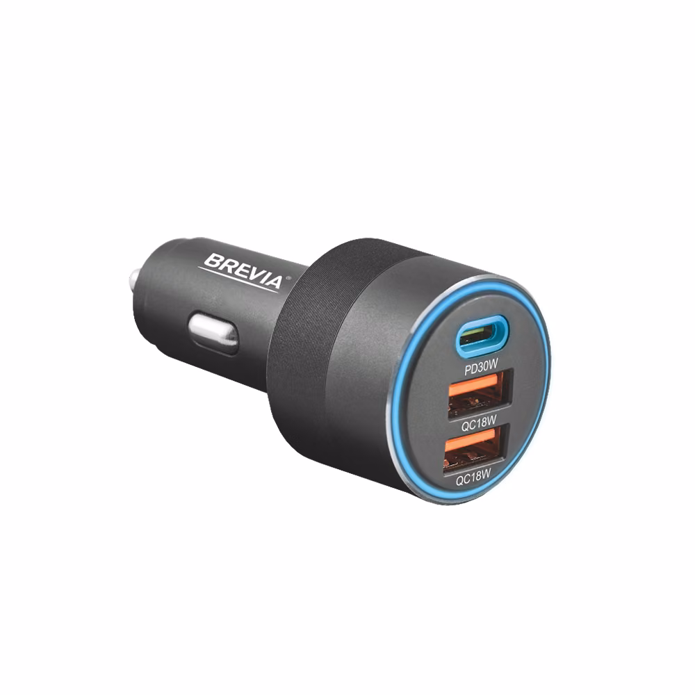 Автомобільний зарядний пристрій BREVIA ePower TriCharge 66W 1xUSB-C+2xUSB-A чорний 46066DUCLB