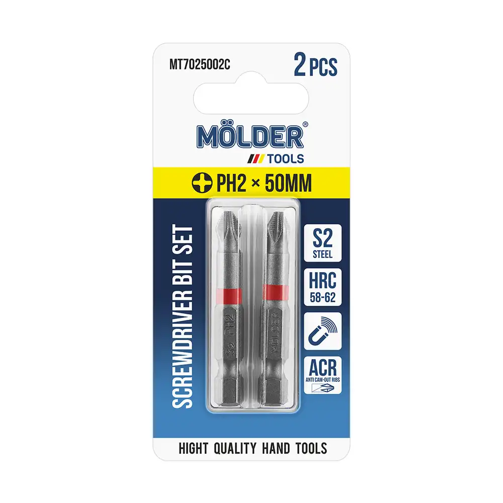 Набір біт Molder PH2x50мм 2шт (кольорове маркування) MT7025002C