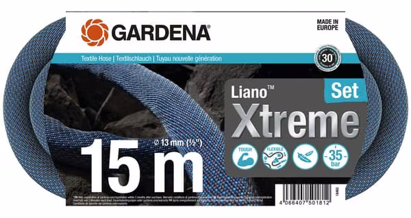 Текстильний шланг Liano™ Xtreme 13 мм (1/2"), 15 м комплект