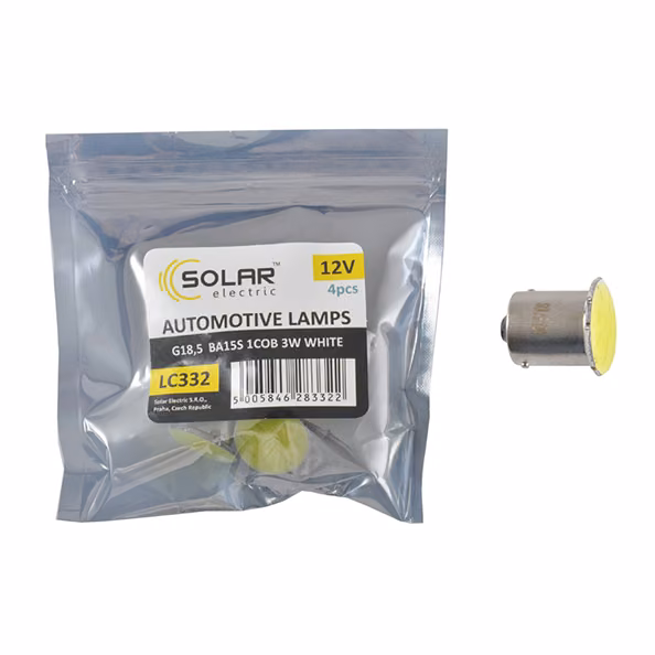 LED автолампа SOLAR 12V G18.5 BA15s 1COB 96LM white 4шт