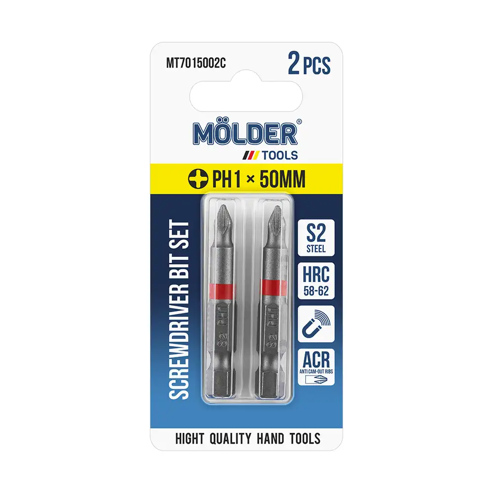 Набір біт Molder PH1x50мм 2шт (кольорове маркування) MT7015002C