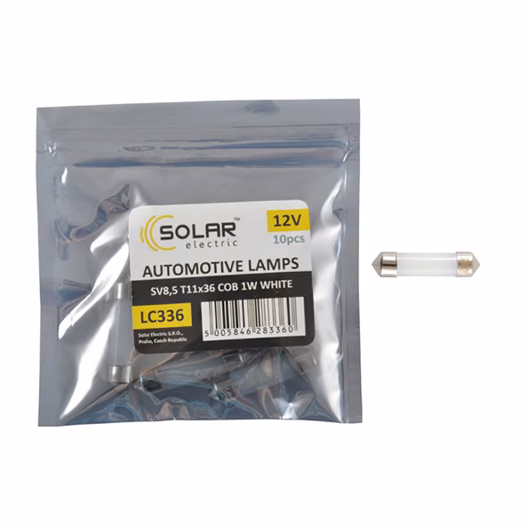 LED автолампа SOLAR 12V SV8.5 T11x36 1COB 1W white 10шт