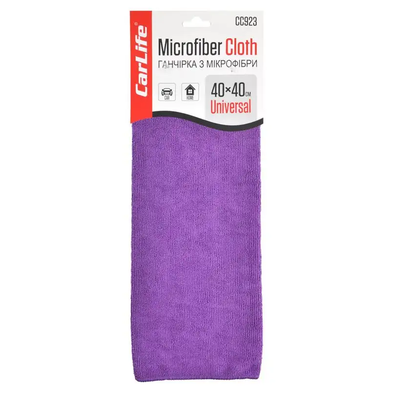 Ганчірка з мікрофібри CarLife CC933, 40x40 см, фіолетова