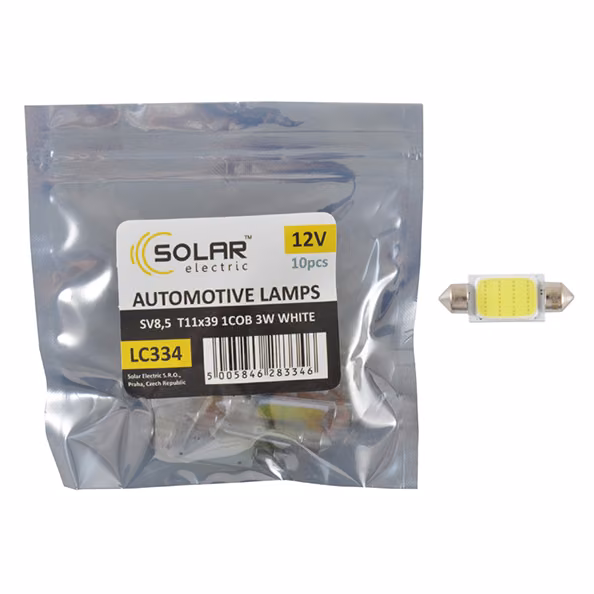 LED автолампа SOLAR 12V SV8.5 T11x39 1COB-8SMD 56LM white 10шт
