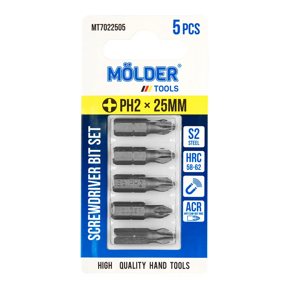 Набір біт Molder PH2x25мм 5шт MT7022505