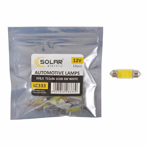 LED автолампа SOLAR 12V SV8.5 T11x36 1COB-8SMD 56LM white 10шт