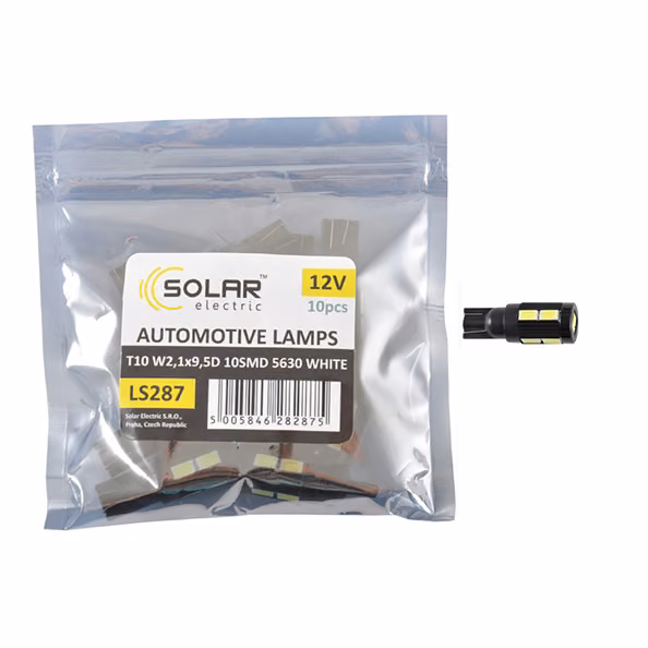LED автолампа SOLAR 12V T10 W2.1x9.5d 10SMD 5630 white 10шт