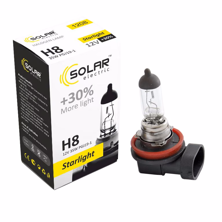 Галогенова лампа SOLAR H8 12V 35W PGJ19-1 Starlight +30%