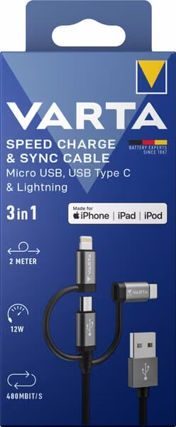 Кабель Micro USB, USB типу C, lightning