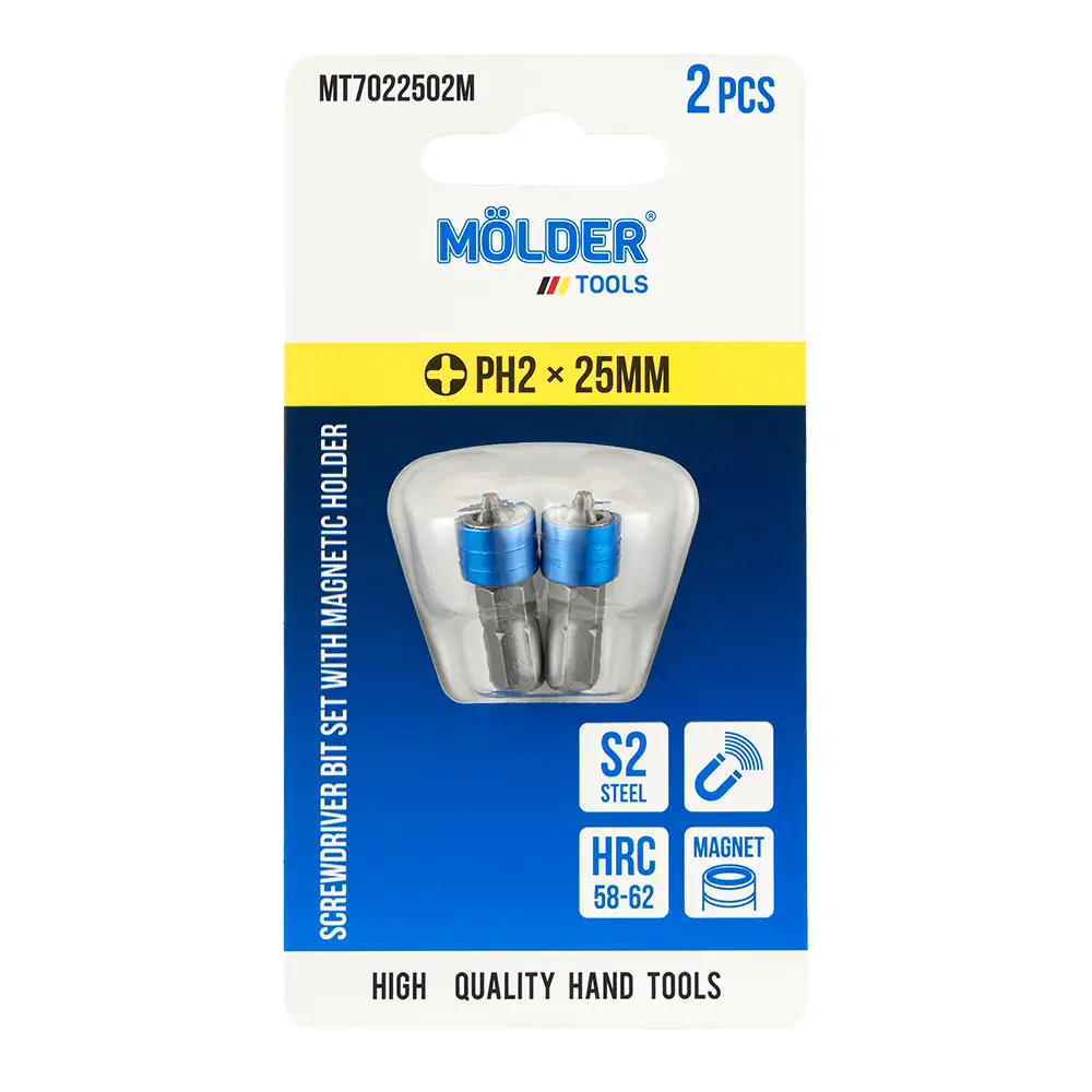 Набір біт Molder з магнітним тримачем PH2x25мм 2шт MT7022502M