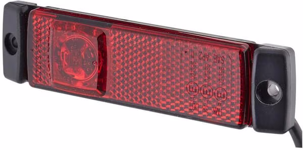 Ліхтар габаритний LED, 1.20W, прямокутний, 24V, червоний, на болтах, 130x32x1 LED,Hella